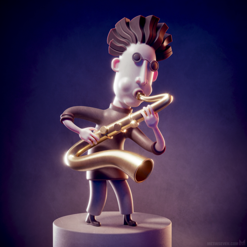 Saxophone player, character style experiment