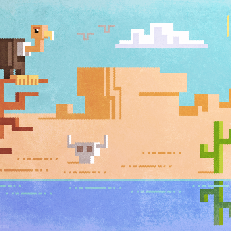 Desert scene, pixel illustration