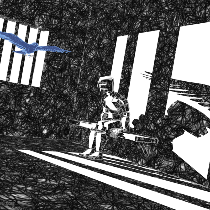 Stylized 3D depiction of a dream my father once had