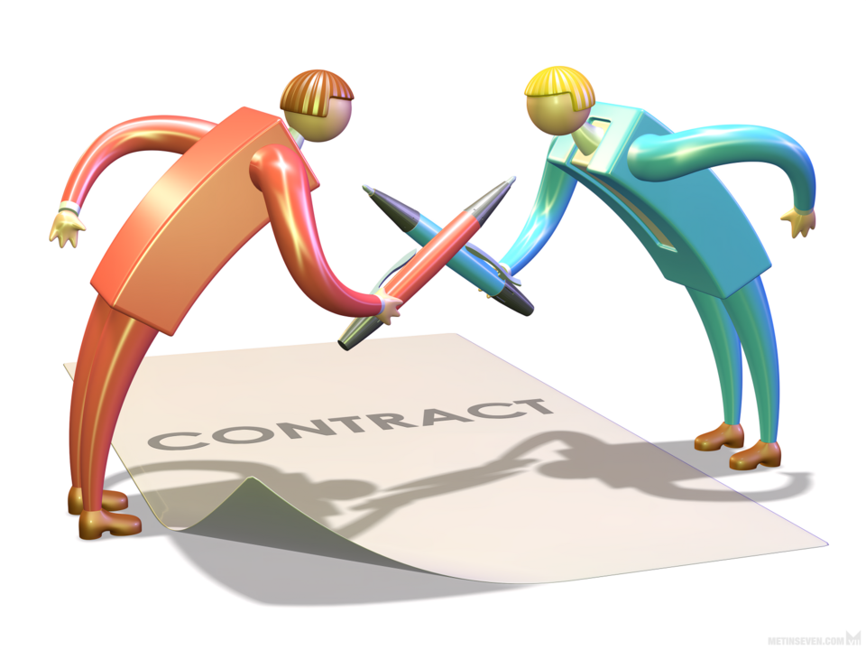 Magazine illustration about contract negotiations