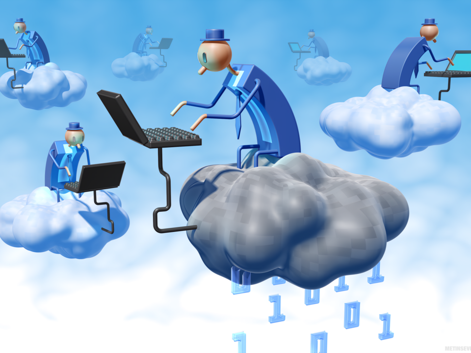 Magazine illustration about cloud computing data leak risks