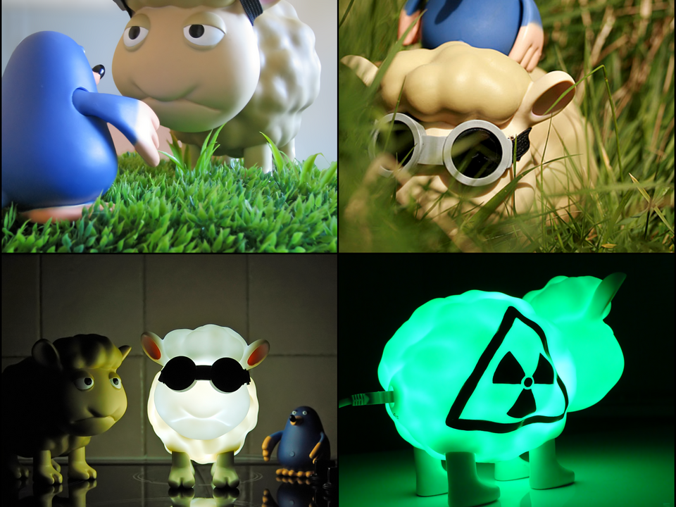 Seamour Sheep comic character toys and lamps, 2007