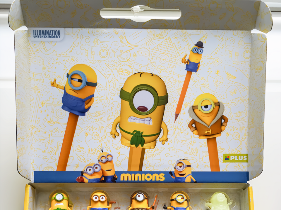 Minions pencil tip toy models for a supermarket campaign, 2014