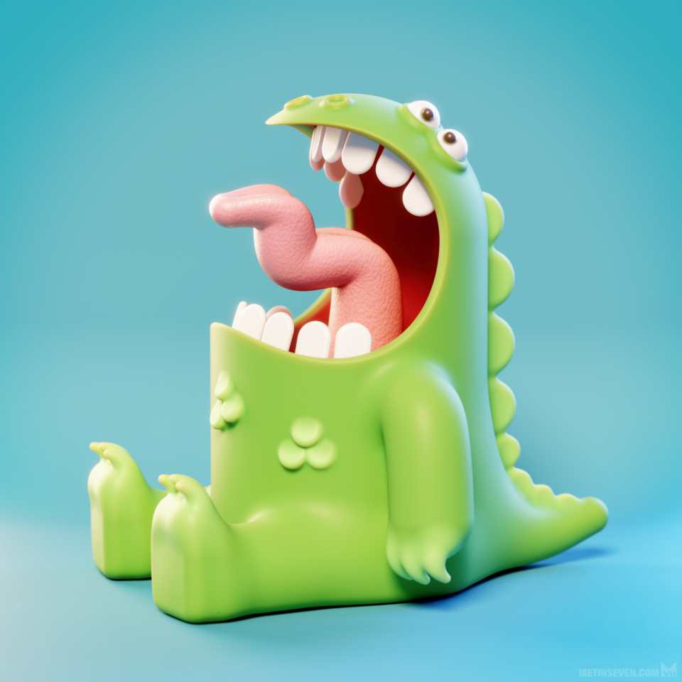 3D cartoon Godzilla character design